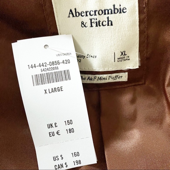 NWT Abercrombie Fitch Faux Fur Mini Puffer SZ XL - Picture 9 of 10